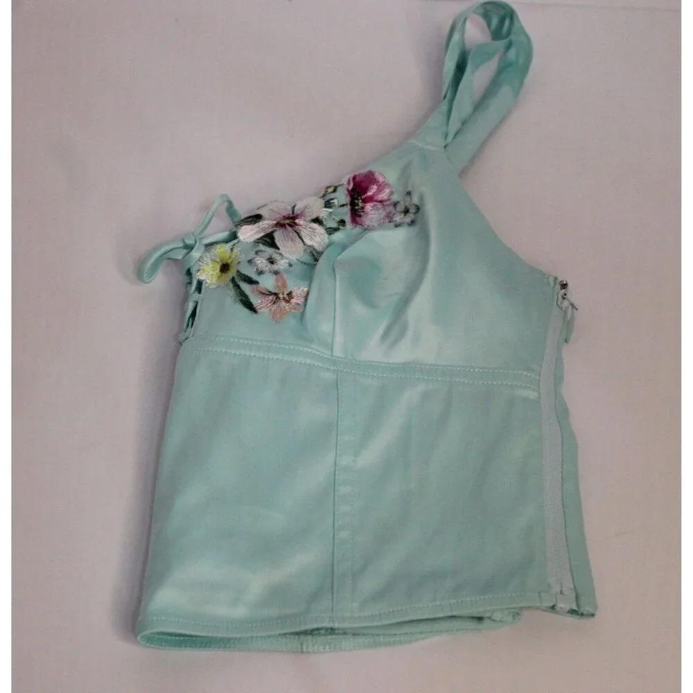NWT Victoria Secret Lt. Blue/Green Lace Embellished Side Zip Cami Size Small - Picture 14 of 14